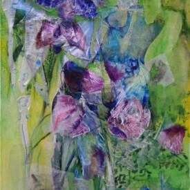 2021, 100x70cm,
Acryl, Pastell/Seide, Leinwand Gedanken im Gruenen