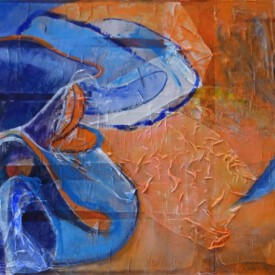 Akelei, 2020,
50x120cm,
Acryl/Seide, Leinwand Ieleka