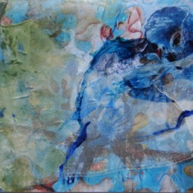 2023, Foto vom Original überarbeitet im Kartenformat,14,7x21, Acryl, Pastell, Seide, Foto Karte 001 "Im Urwald"