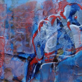 2023, Foto vom Original überarbeitet im Kartenformat,14,7x21, Acryl, Pastell, Seide, Foto Karte 004 "Im Urwald"