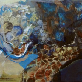 2023, Foto vom Original überarbeitet im Kartenformat,14,7x21, Acryl, Pastell, Seide, Foto Karte 006 "Tierstruktur"