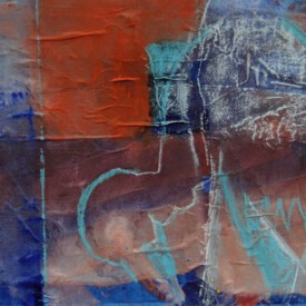 2023, Foto vom Original überarbeitet im Kartenformat,14,7x21, Acryl, Pastell, Seide, Foto Karte 021 "Pieks"