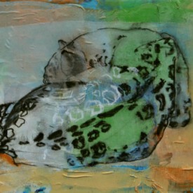 2023, Foto vom Original überarbeitet im Kartenformat,14,7x21, Acryl, Pastell, Seide, Foto Karte 026 "Jaguar"